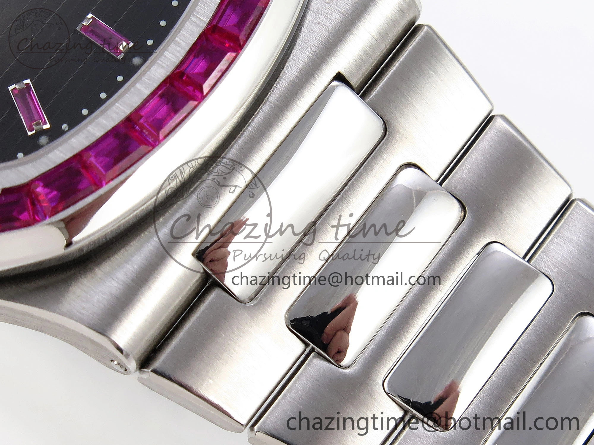 Nautilus 5711 SS GPF 1:1 Best Edition Gray Dial Purple Diamonds Bezel on SS Bracelet 324CS