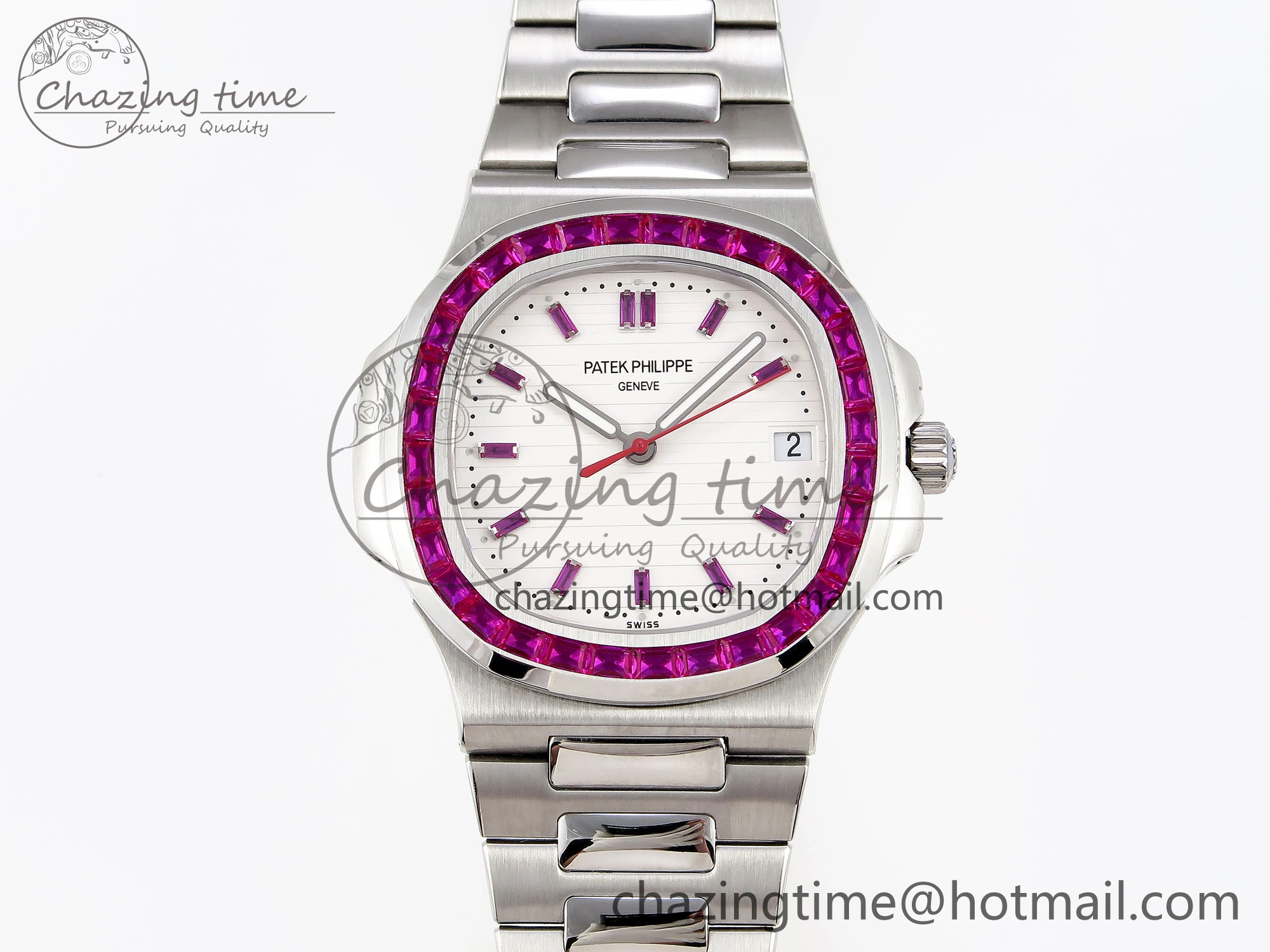 Nautilus 5711 SS GPF 1:1 Best Edition White Dial Purple Diamonds Bezel on SS Bracelet 324CS