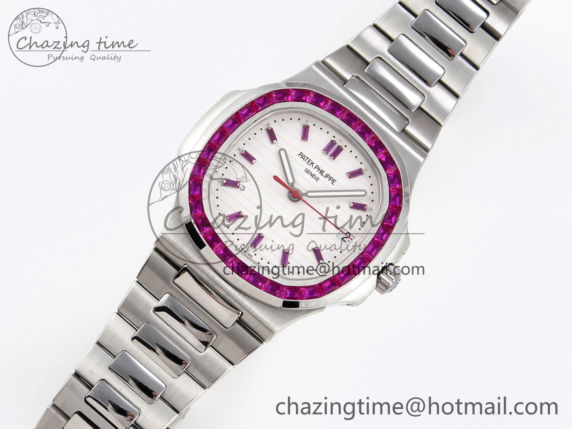 Nautilus 5711 SS GPF 1:1 Best Edition White Dial Purple Diamonds Bezel on SS Bracelet 324CS
