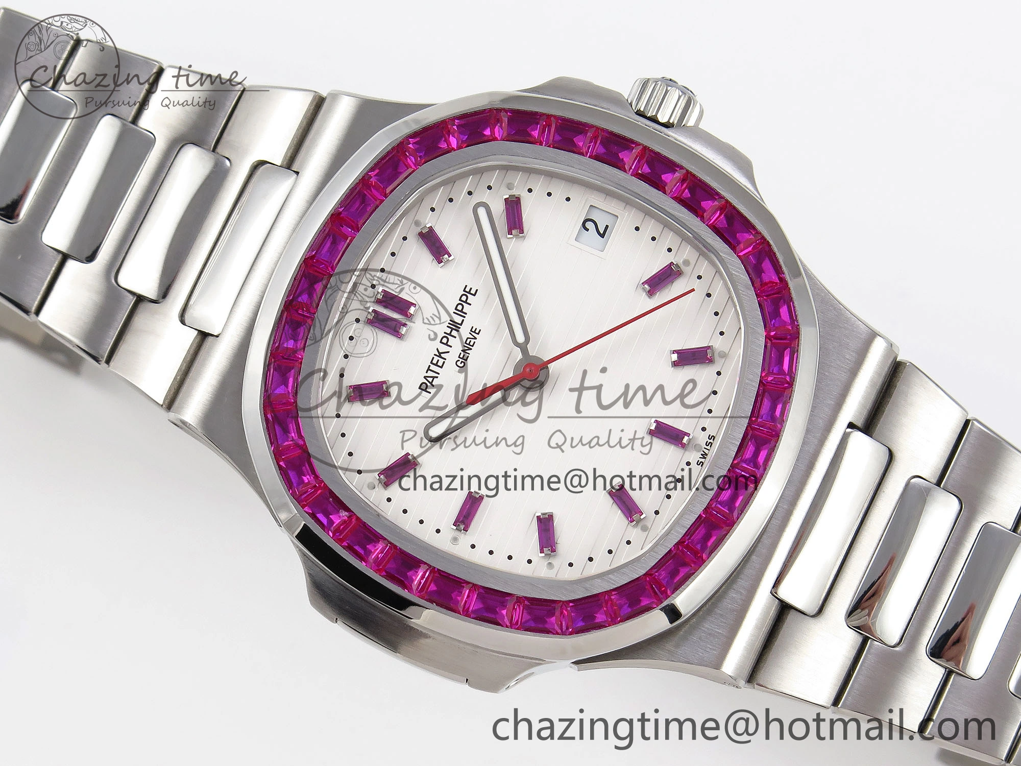 Nautilus 5711 SS GPF 1:1 Best Edition White Dial Purple Diamonds Bezel on SS Bracelet 324CS