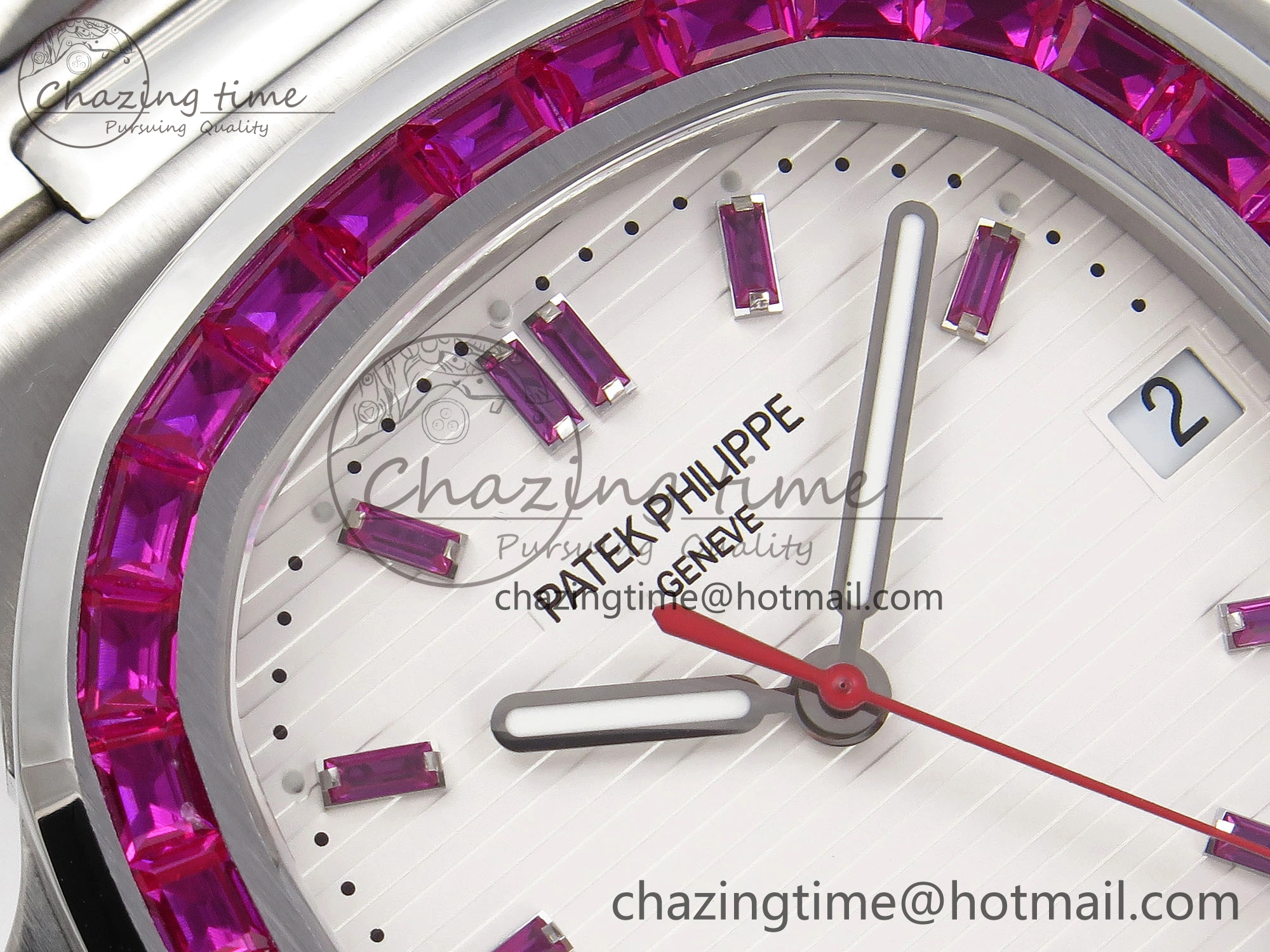 Nautilus 5711 SS GPF 1:1 Best Edition White Dial Purple Diamonds Bezel on SS Bracelet 324CS