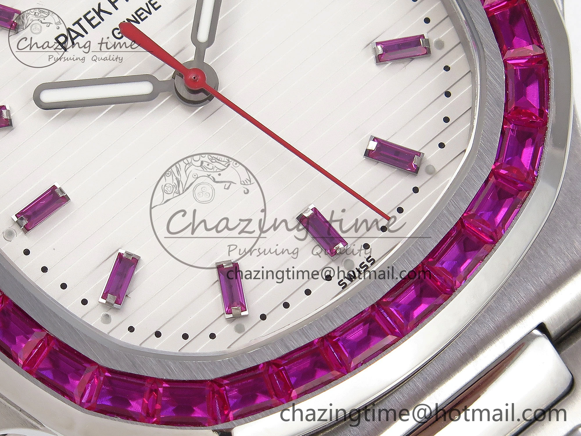 Nautilus 5711 SS GPF 1:1 Best Edition White Dial Purple Diamonds Bezel on SS Bracelet 324CS