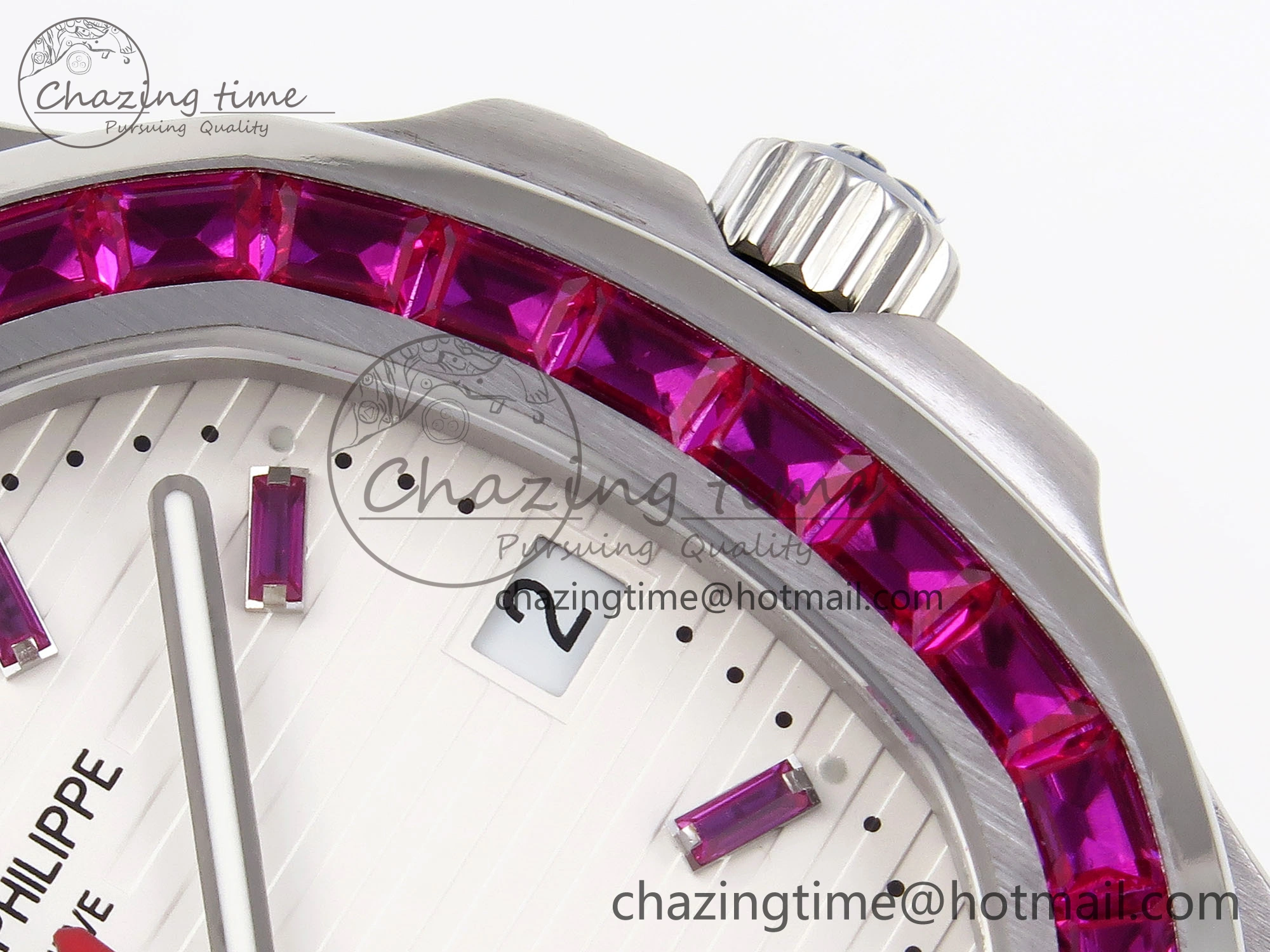 Nautilus 5711 SS GPF 1:1 Best Edition White Dial Purple Diamonds Bezel on SS Bracelet 324CS