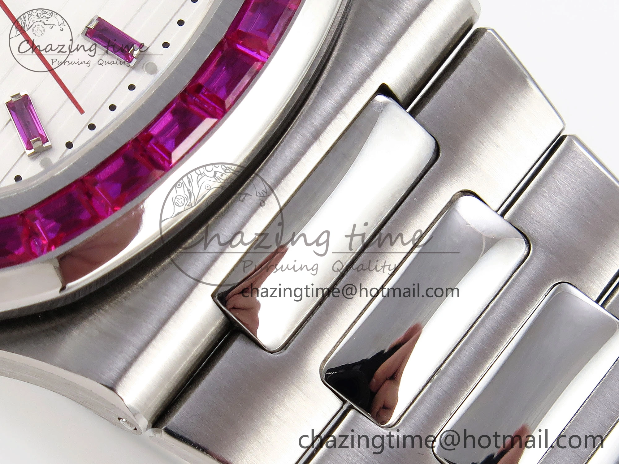 Nautilus 5711 SS GPF 1:1 Best Edition White Dial Purple Diamonds Bezel on SS Bracelet 324CS