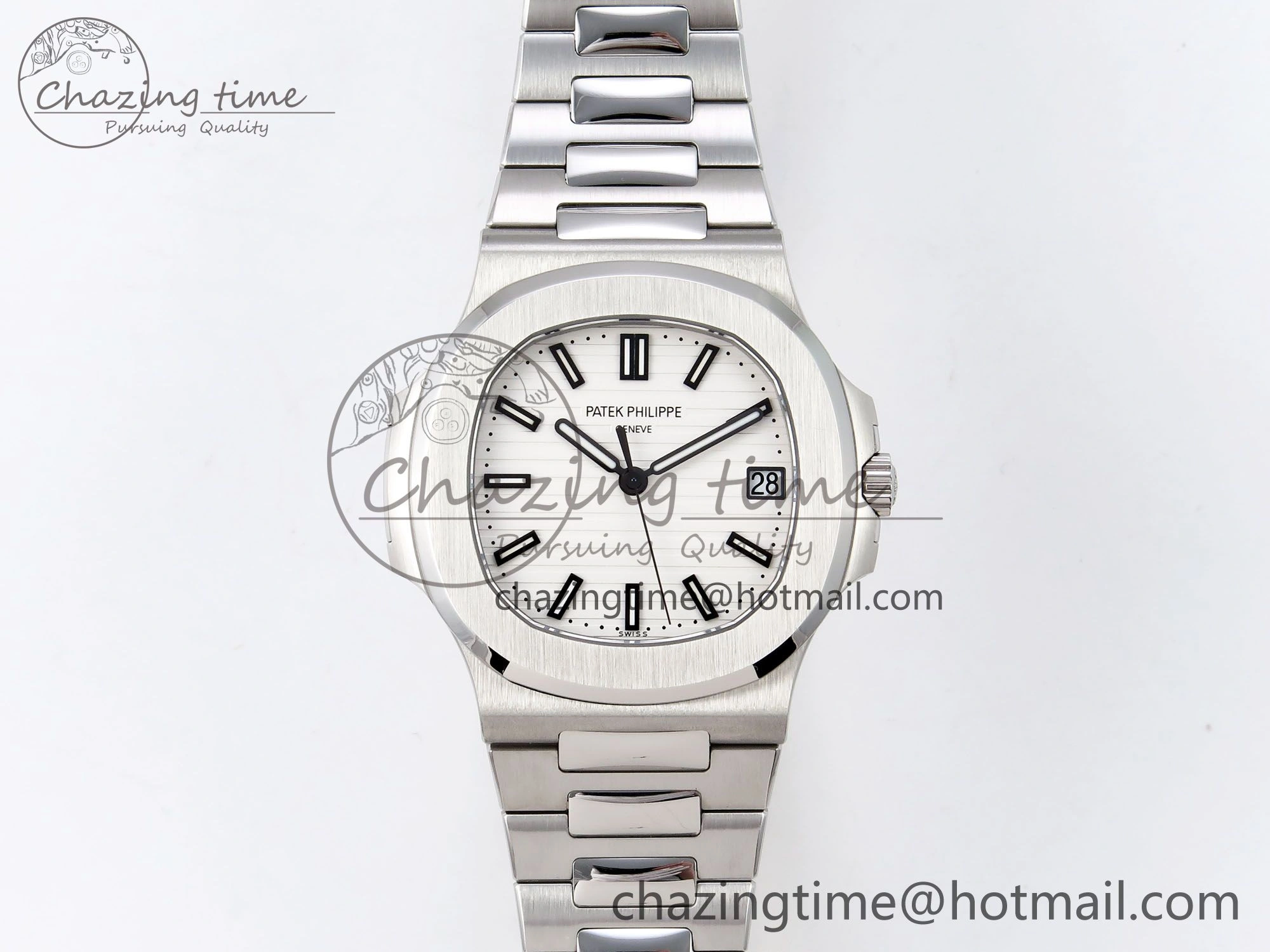 Nautilus 5711 1A-011 PPF 1:1 Best Edition White Textured Dial on SS Bracelet Super Clone 26-330 V5