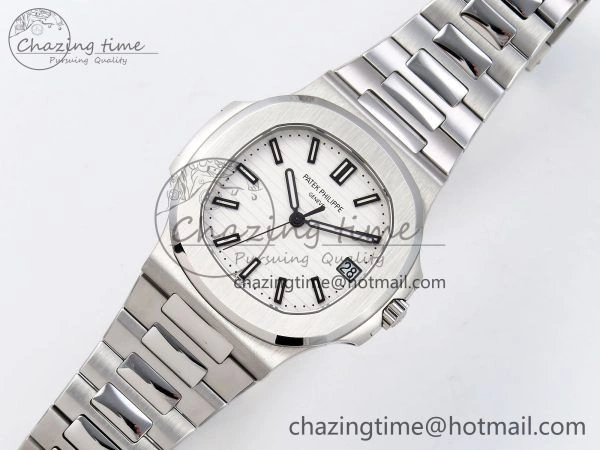 Nautilus 5711 1A-011 PPF 1:1 Best Edition White Textured Dial on SS Bracelet Super Clone 26-330 V5