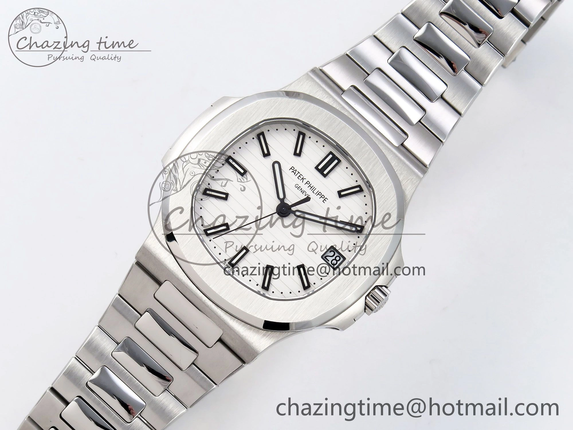 Nautilus 5711 1A-011 PPF 1:1 Best Edition White Textured Dial on SS Bracelet Super Clone 26-330 V5