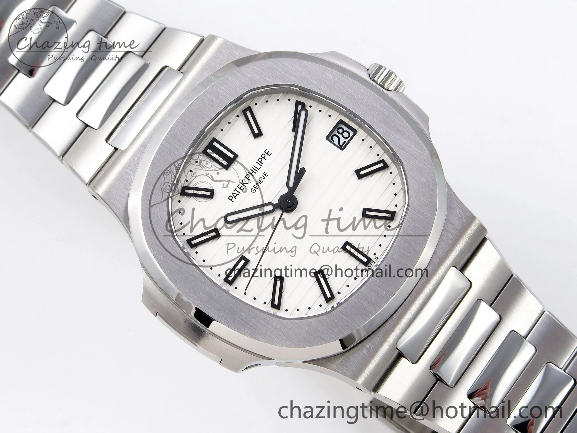 Nautilus 5711 1A-011 PPF 1:1 Best Edition White Textured Dial on SS Bracelet Super Clone 26-330 V5