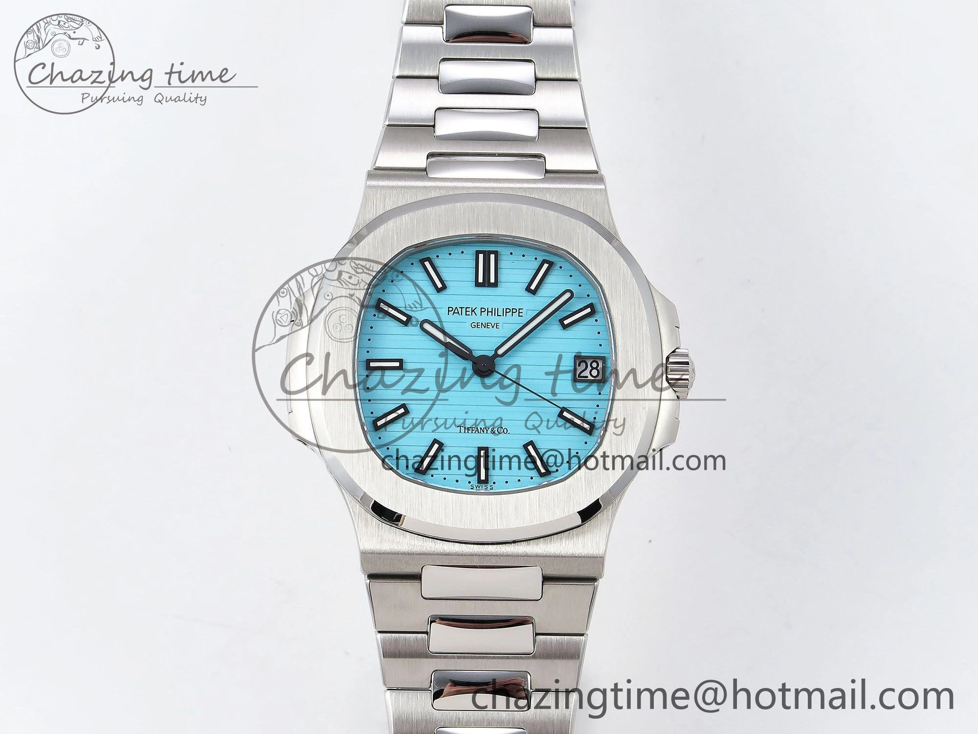 Nautilus 5711 1A-018 PPF 1:1 Best Edition Tiffany Blue Textured Dial on SS Bracelet Super Clone 26-330 V5