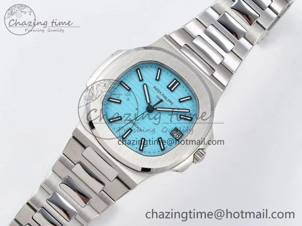 Nautilus 5711 1A-018 PPF 1:1 Best Edition Tiffany Blue Textured Dial on SS Bracelet Super Clone 26-330 V5