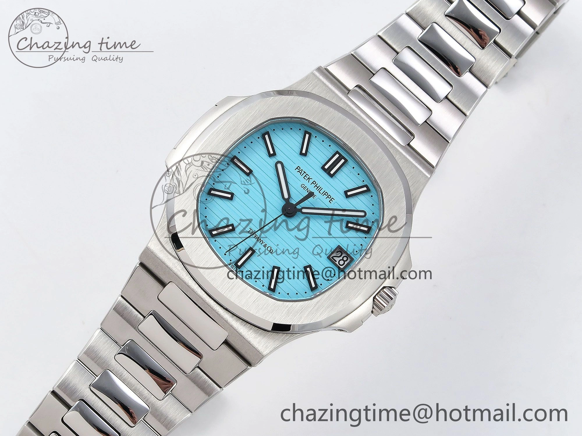 Nautilus 5711 1A-018 PPF 1:1 Best Edition Tiffany Blue Textured Dial on SS Bracelet Super Clone 26-330 V5