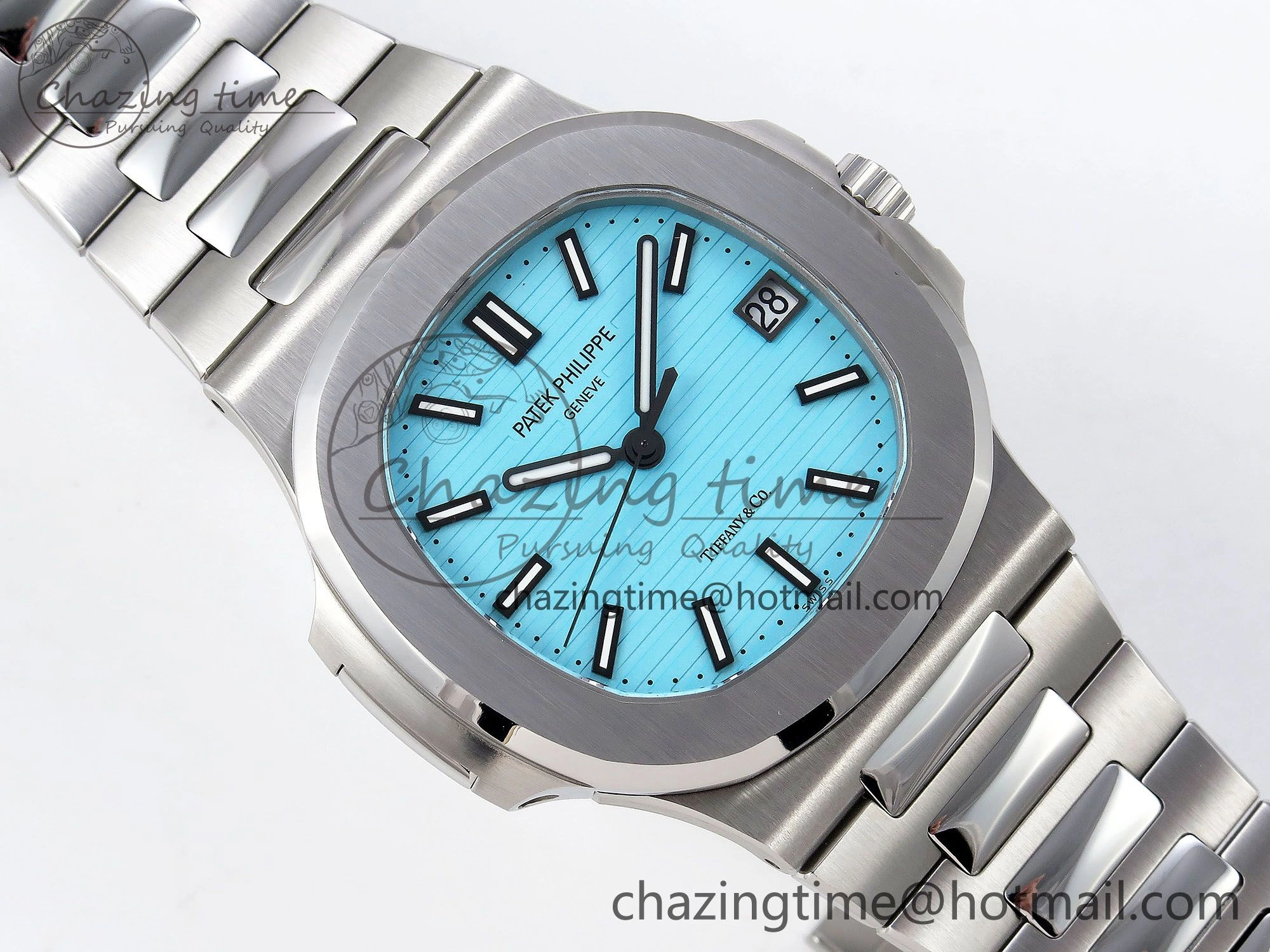 Nautilus 5711 1A-018 PPF 1:1 Best Edition Tiffany Blue Textured Dial on SS Bracelet Super Clone 26-330 V5