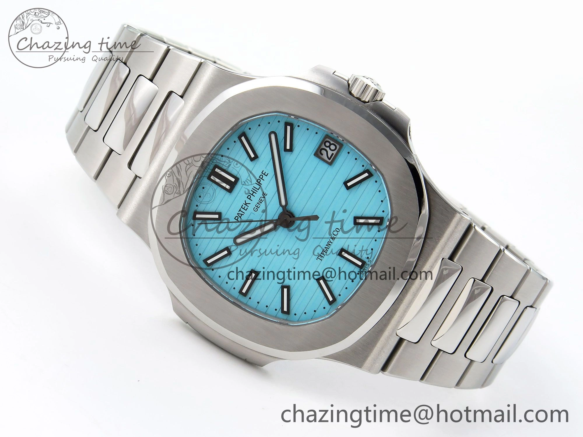 Nautilus 5711 1A-018 PPF 1:1 Best Edition Tiffany Blue Textured Dial on SS Bracelet Super Clone 26-330 V5