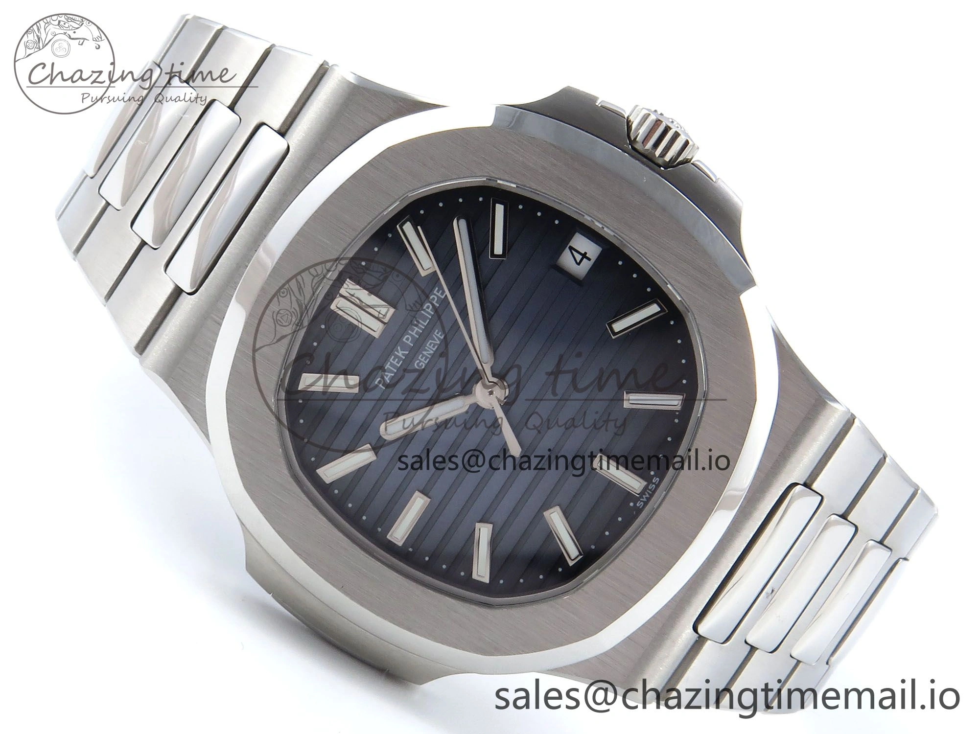 Nautilus 5711 1A 3KF 1:1 Best Edition Blue Textured Dial on SS Bracelet A324 Super Clone V2