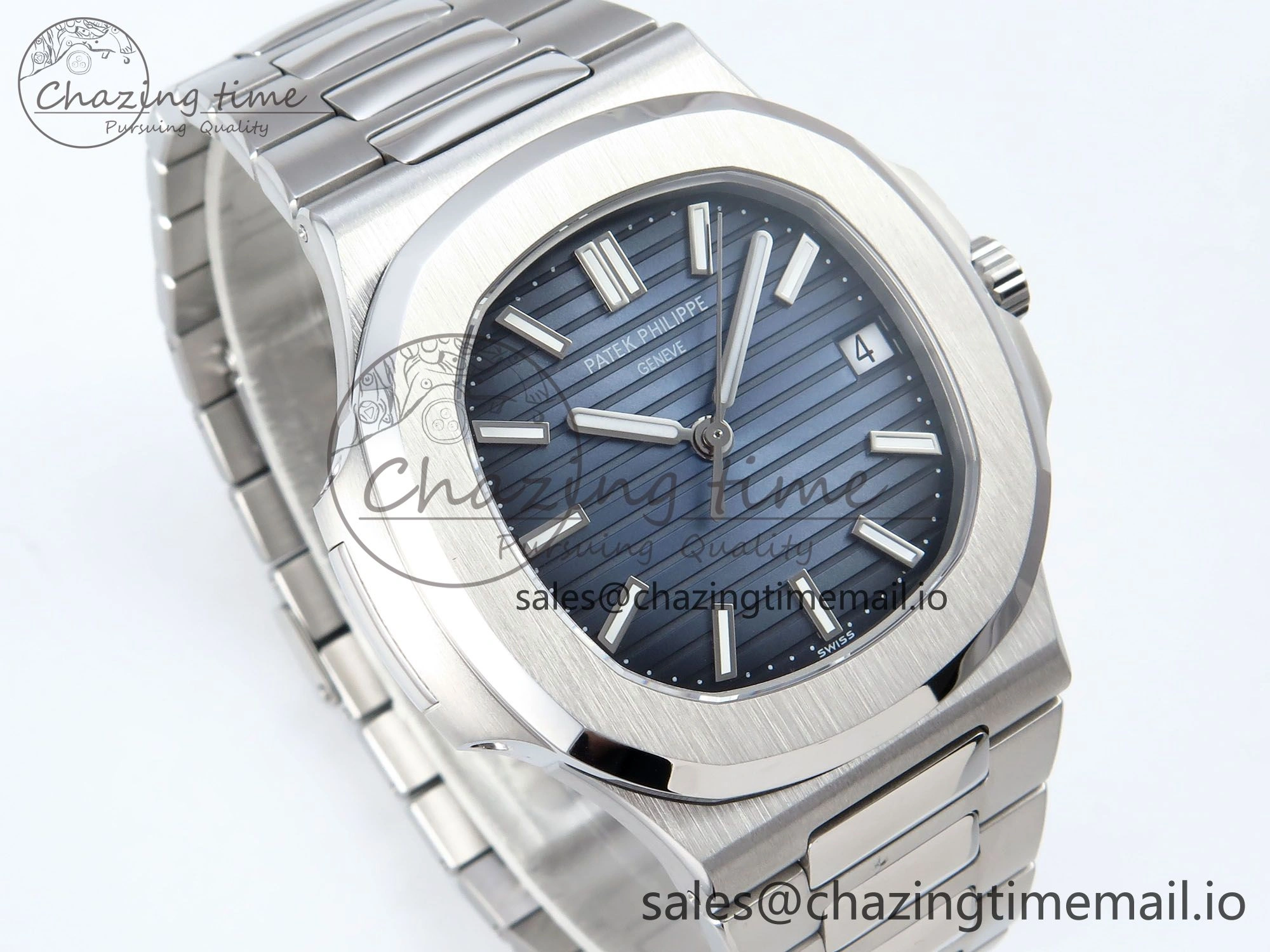 Nautilus 5711 1A 3KF 1:1 Best Edition Blue Textured Dial on SS Bracelet A324 Super Clone V2