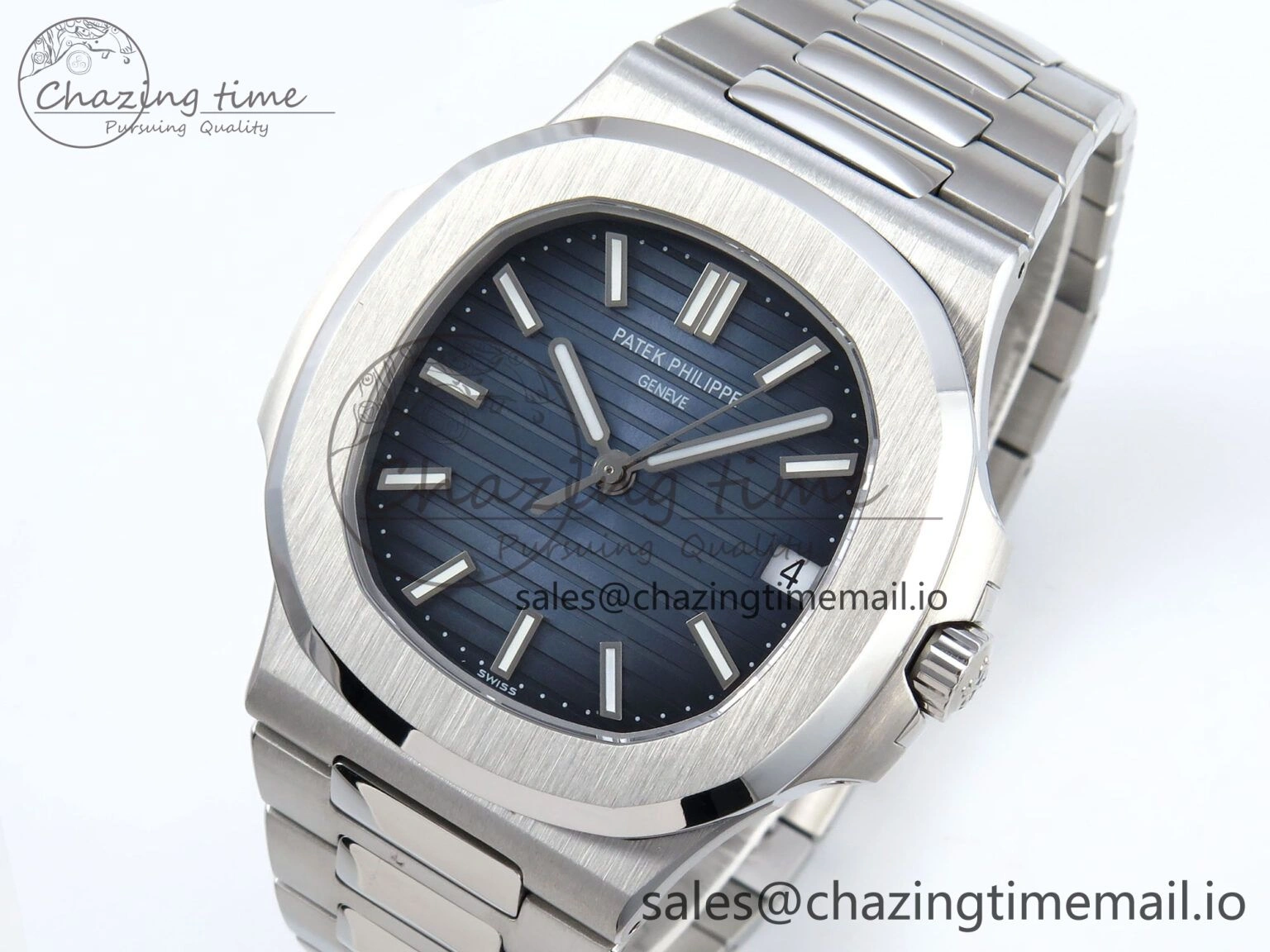 Nautilus 5711 1A 3KF 1:1 Best Edition Blue Textured Dial on SS Bracelet A324 Super Clone V2