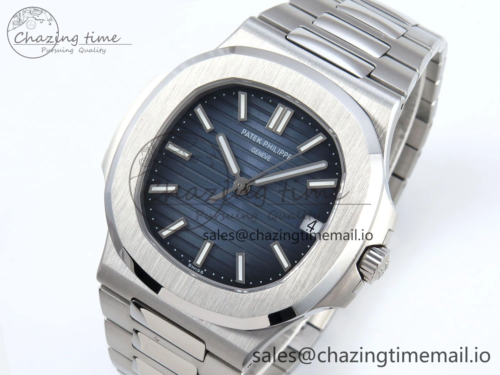 Nautilus 5711 1A 3KF 1:1 Best Edition Blue Textured Dial on SS Bracelet A324 Super Clone V2