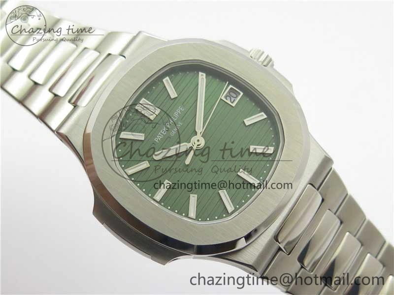 Nautilus 5711 1A 3KF 1:1 Best Edition Green Textured Dial on SS Bracelet A324 Super Clone V2