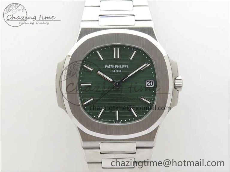 Nautilus 5711 1A 3KF 1:1 Best Edition Green Textured Dial on SS Bracelet A324 Super Clone V2
