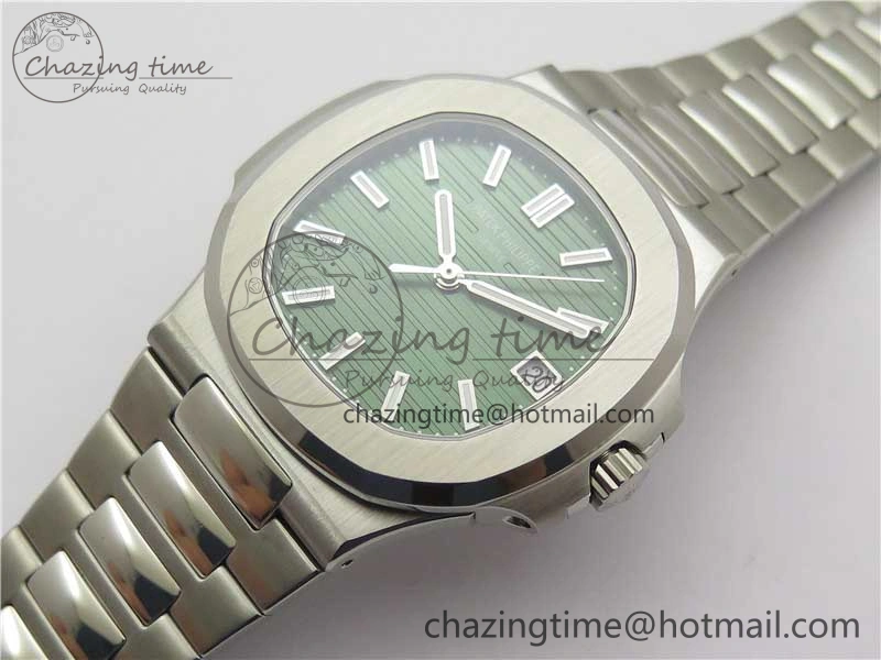 Nautilus 5711 1A 3KF 1:1 Best Edition Green Textured Dial on SS Bracelet A324 Super Clone V2