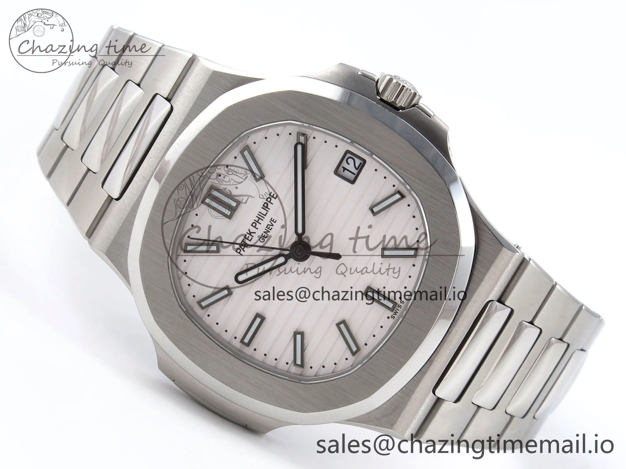 Nautilus 5711 1A 3KF 1:1 Best Edition White Textured Dial on SS Bracelet A324 Super Clone V2