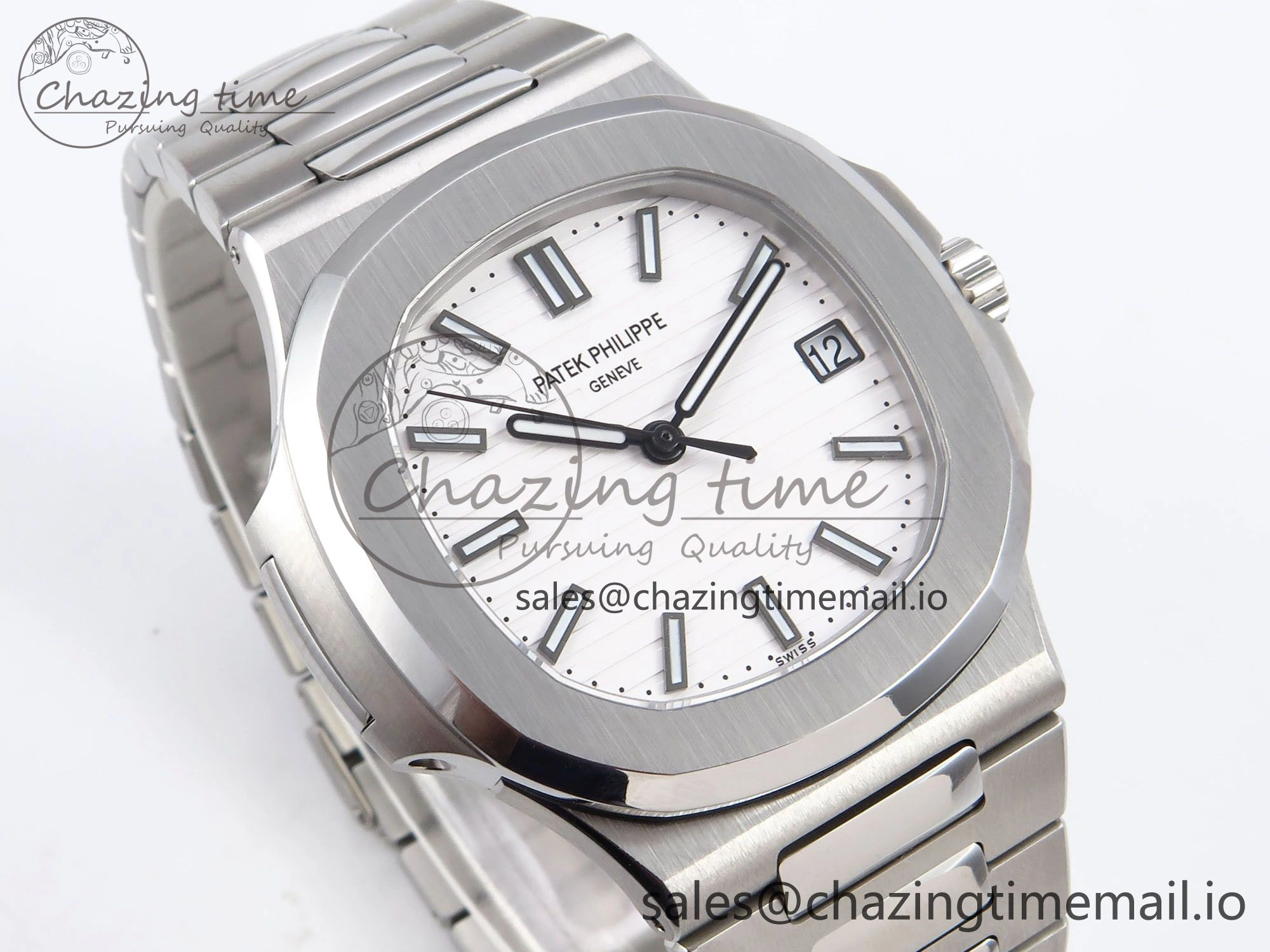 Nautilus 5711 1A 3KF 1:1 Best Edition White Textured Dial on SS Bracelet A324 Super Clone V2