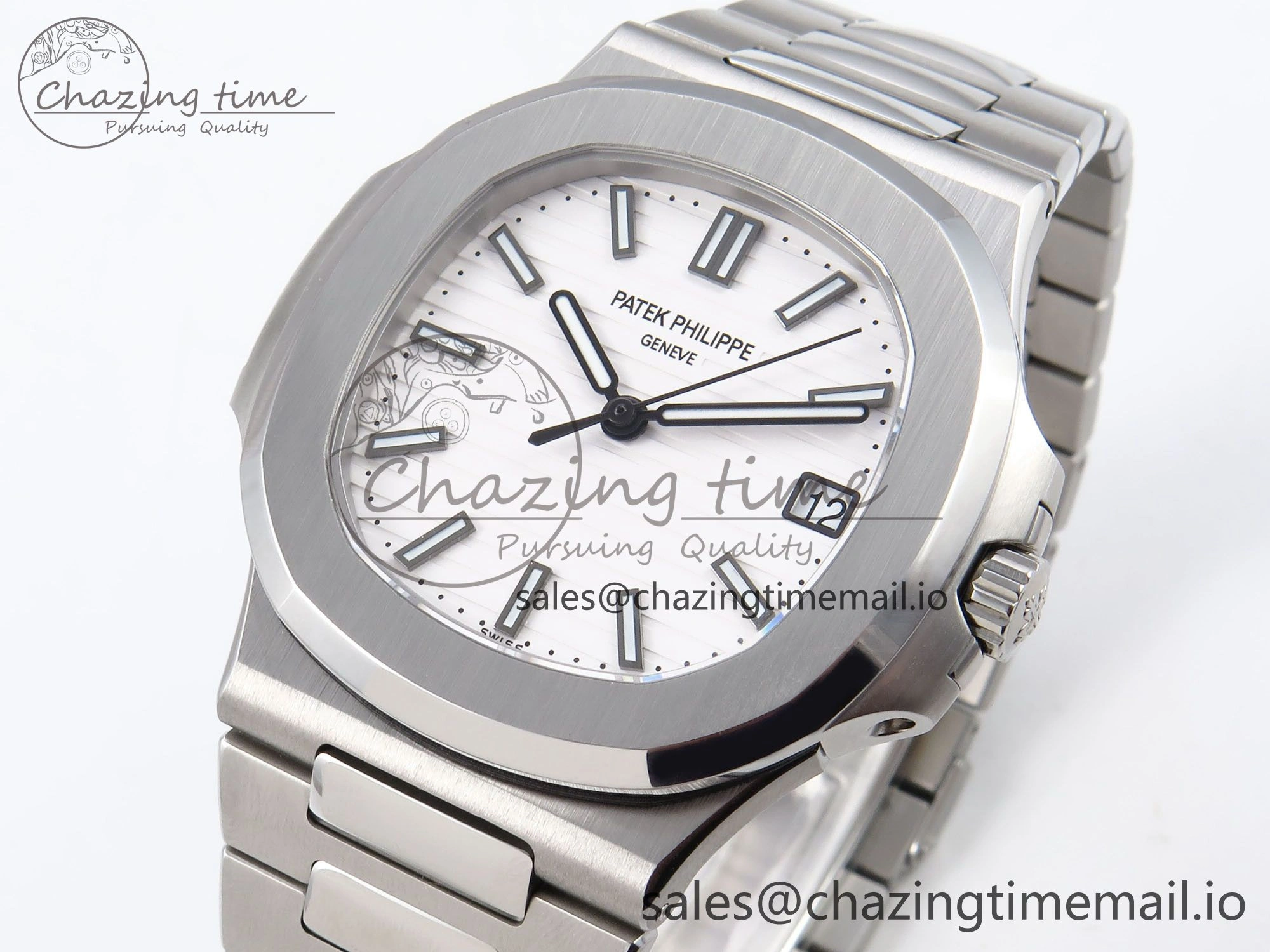 Nautilus 5711 1A 3KF 1:1 Best Edition White Textured Dial on SS Bracelet A324 Super Clone V2