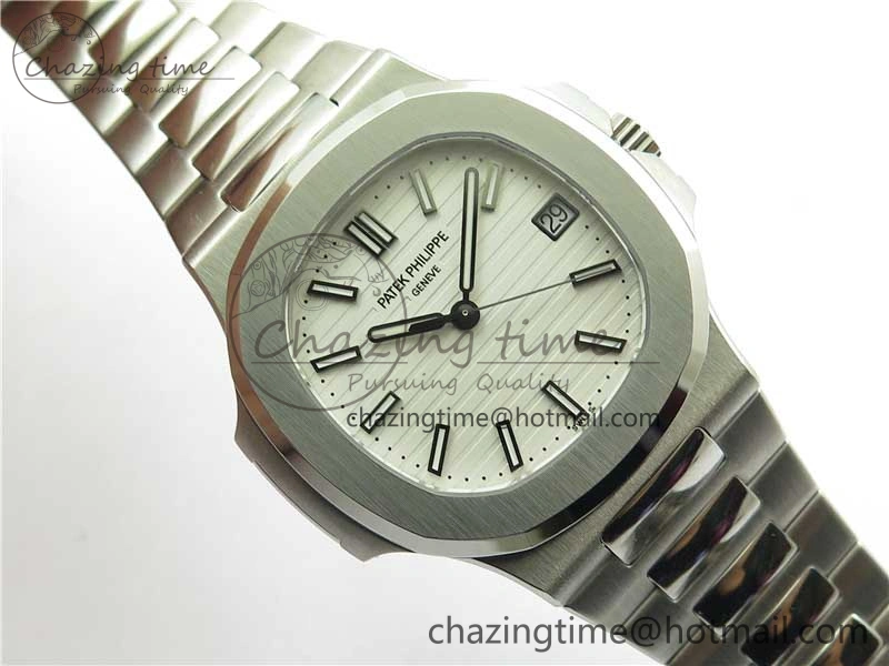 Nautilus 5711 1A 3KF 1:1 Best Edition White Textured Dial on SS Bracelet A324 Super Clone V2