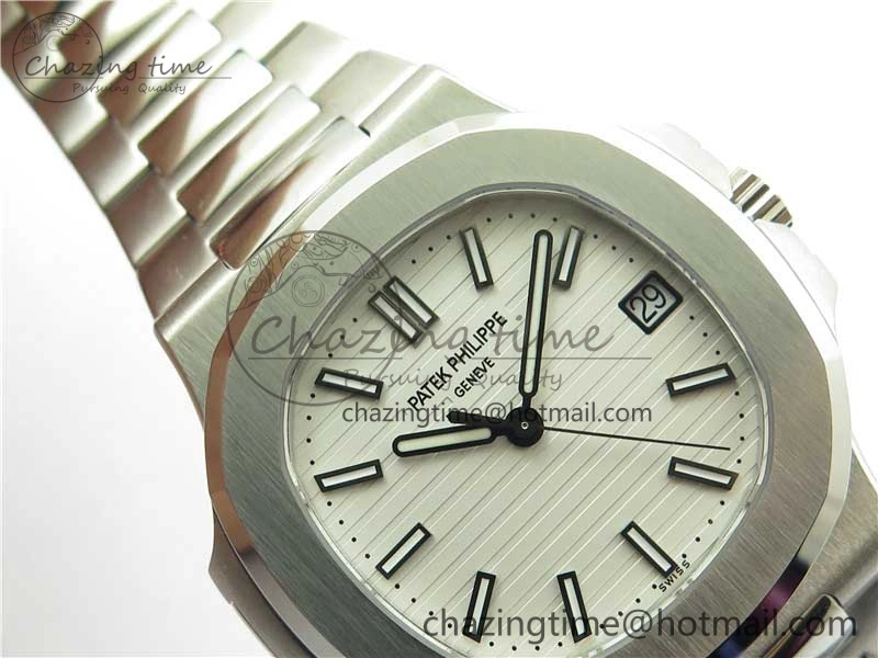 Nautilus 5711 1A 3KF 1:1 Best Edition White Textured Dial on SS Bracelet A324 Super Clone V2