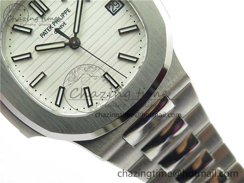 Nautilus 5711 1A 3KF 1:1 Best Edition White Textured Dial on SS Bracelet A324 Super Clone V2