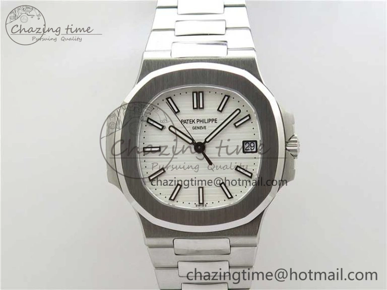 Nautilus 5711 1A 3KF 1:1 Best Edition White Textured Dial on SS Bracelet A324 Super Clone V2