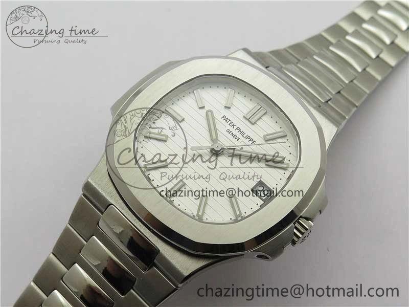 Nautilus 5711 1A 3KF 1:1 Best Edition White Textured Dial on SS Bracelet A324 Super Clone V2