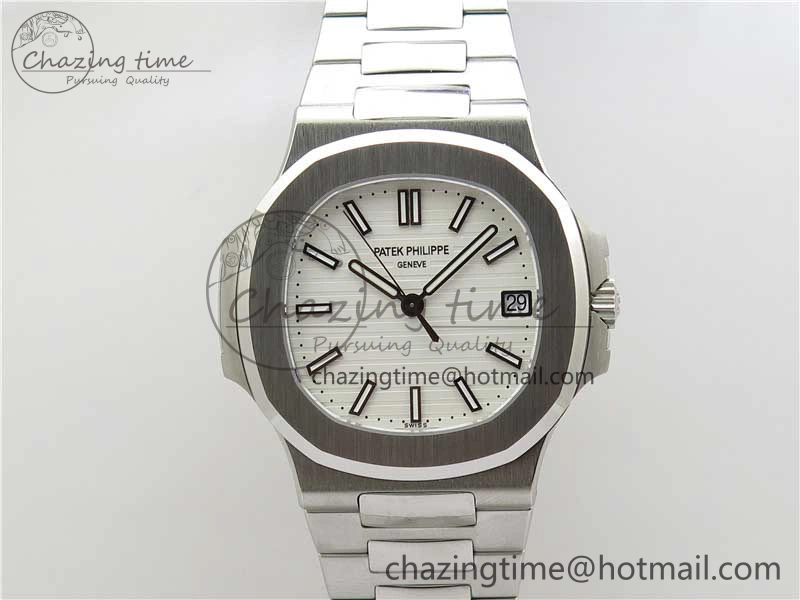 Nautilus 5711 1A 3KF 1:1 Best Edition White Textured Dial on SS Bracelet A324 Super Clone V2