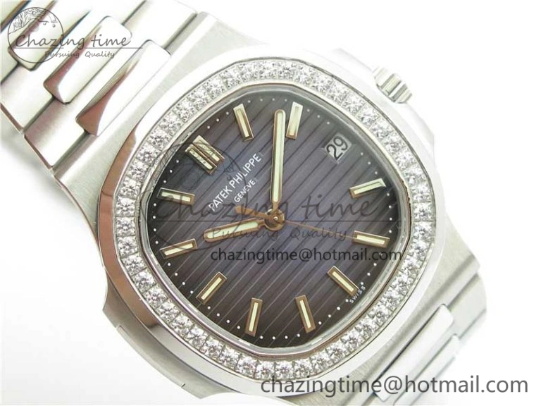 Nautilus 5711 1A PPF 1:1 Best Edition Blue Dial Diamonds Bezel on SS Bracelet 324CS (Free box) V3