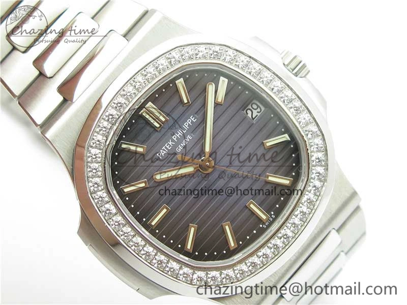 Nautilus 5711 1A PPF 1:1 Best Edition Blue Dial Diamonds Bezel on SS Bracelet 324CS (Free box) V3