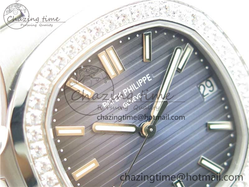 Nautilus 5711 1A PPF 1:1 Best Edition Blue Dial Diamonds Bezel on SS Bracelet 324CS (Free box) V3