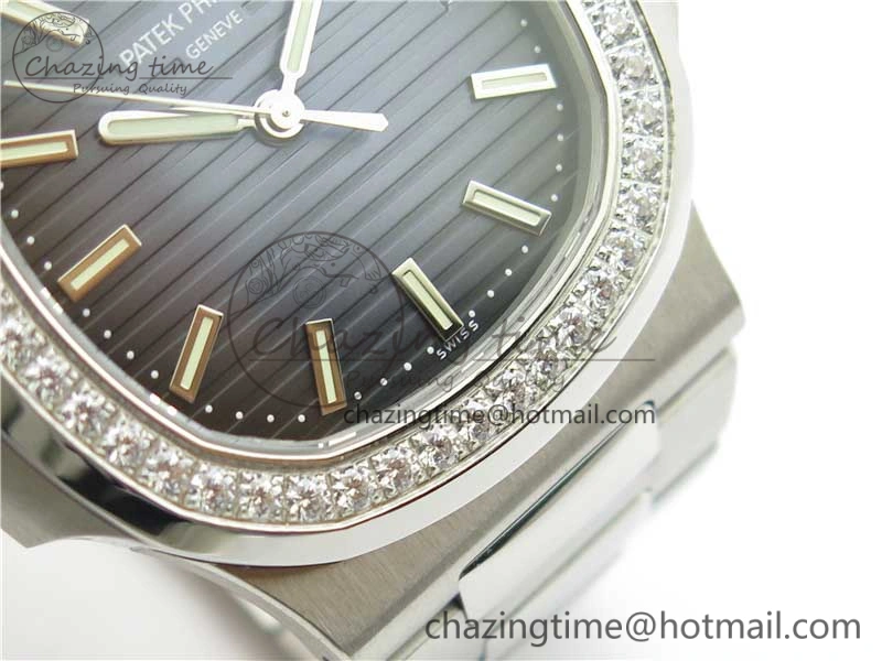 Nautilus 5711 1A PPF 1:1 Best Edition Blue Dial Diamonds Bezel on SS Bracelet 324CS (Free box) V3