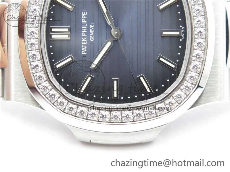 Nautilus 5711 1A PPF 1:1 Best Edition Blue Dial Diamonds Bezel on SS Bracelet 324CS (Free box) V3