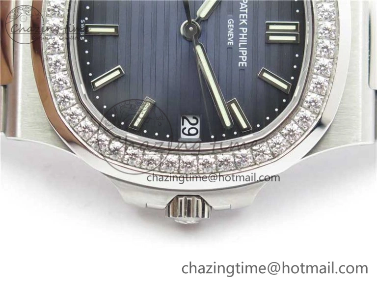Nautilus 5711 1A PPF 1:1 Best Edition Blue Dial Diamonds Bezel on SS Bracelet 324CS (Free box) V3