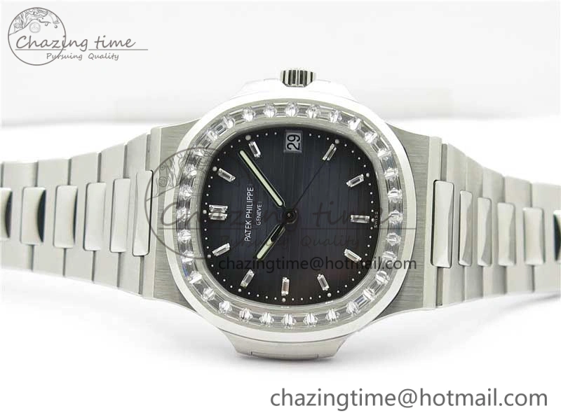 Nautilus 5711 1A PPF 1:1 Best Edition Blue Dial Diamonds Bezel on SS Bracelet 324CS (Free box) V4