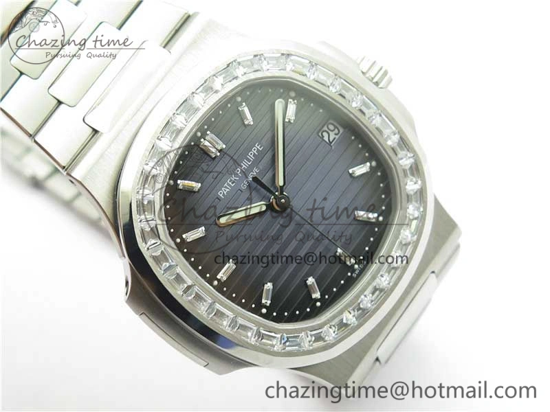 Nautilus 5711 1A PPF 1:1 Best Edition Blue Dial Diamonds Bezel on SS Bracelet 324CS (Free box) V4