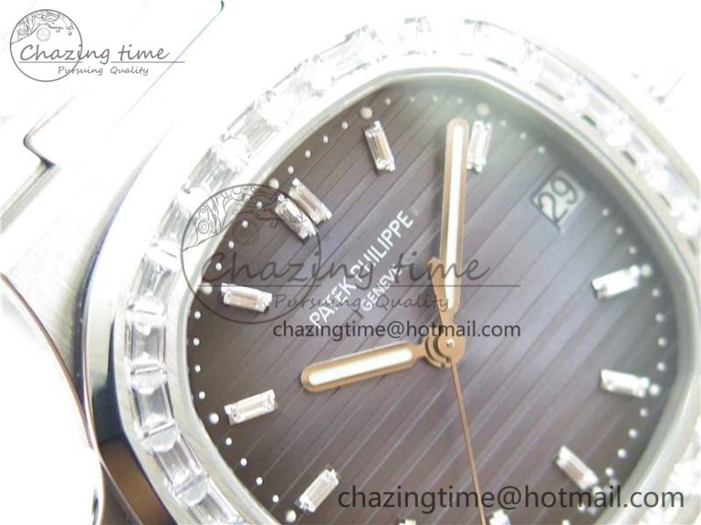 Nautilus 5711 1A PPF 1:1 Best Edition Blue Dial Diamonds Bezel on SS Bracelet 324CS (Free box) V4