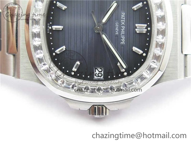 Nautilus 5711 1A PPF 1:1 Best Edition Blue Dial Diamonds Bezel on SS Bracelet 324CS (Free box) V4
