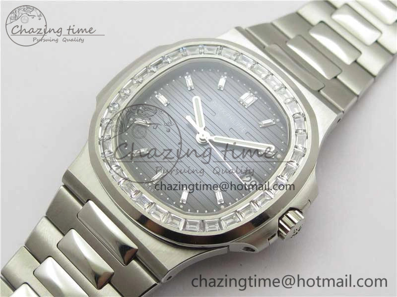 Nautilus 5711 1A PPF 1:1 Best Edition Blue Dial Diamonds Bezel on SS Bracelet 324CS (Free box) V4