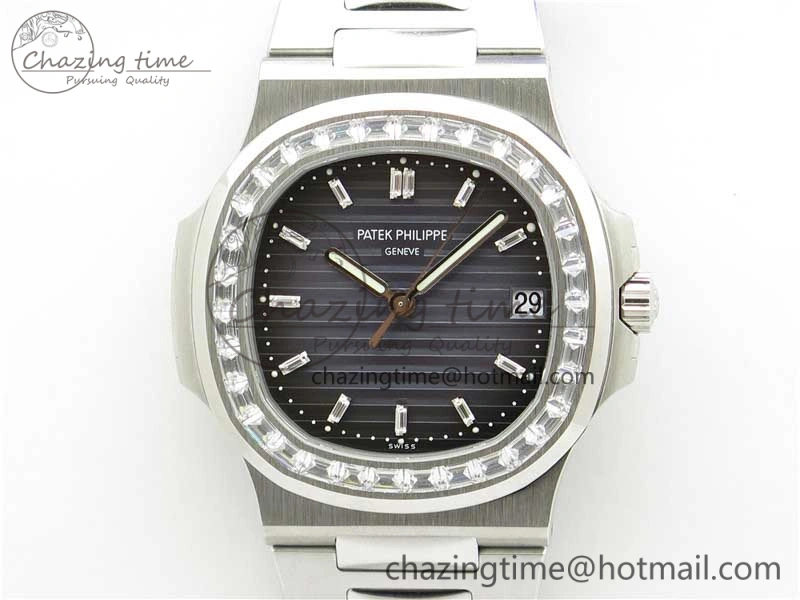 Nautilus 5711 1A PPF 1:1 Best Edition Blue Dial Diamonds Bezel on SS Bracelet 324CS (Free box) V4