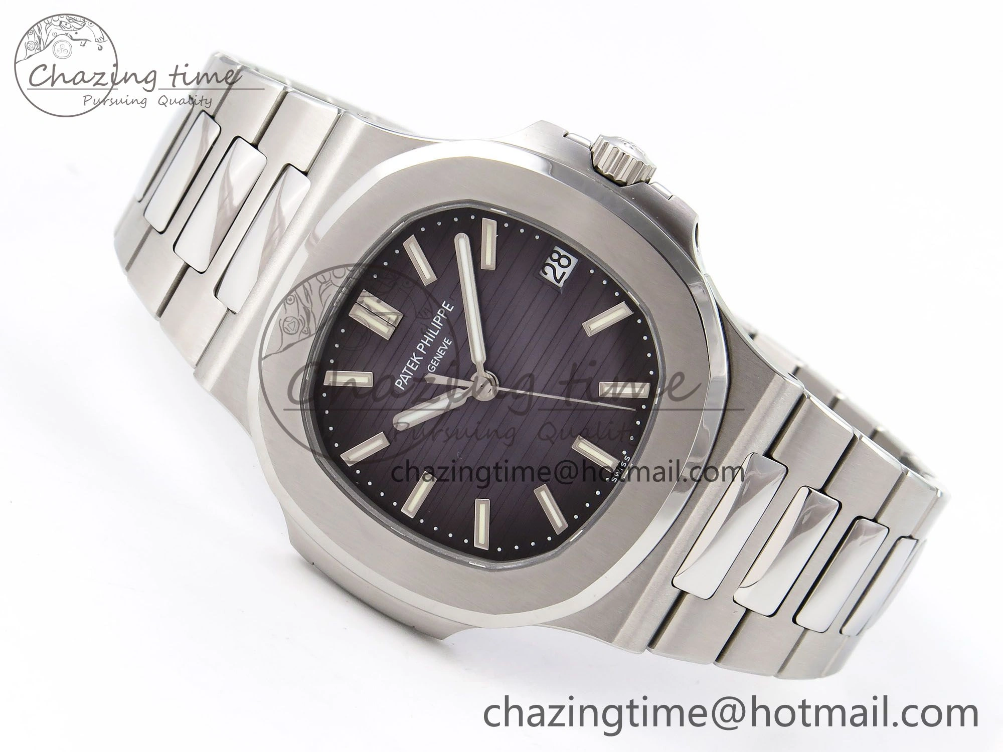 Nautilus 5711 1A PPF 1:1 Best Edition Blue Gray Textured Dial on SS Bracelet Super Clone 26-330 V5