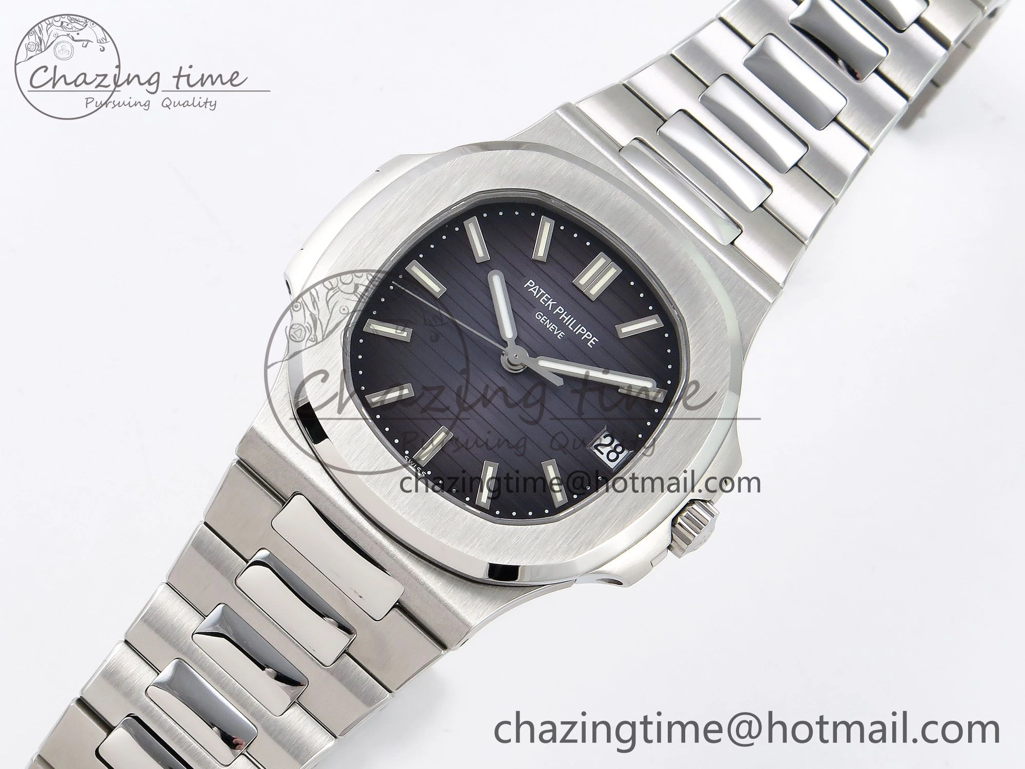 Nautilus 5711 1A PPF 1:1 Best Edition Blue Gray Textured Dial on SS Bracelet Super Clone 26-330 V5