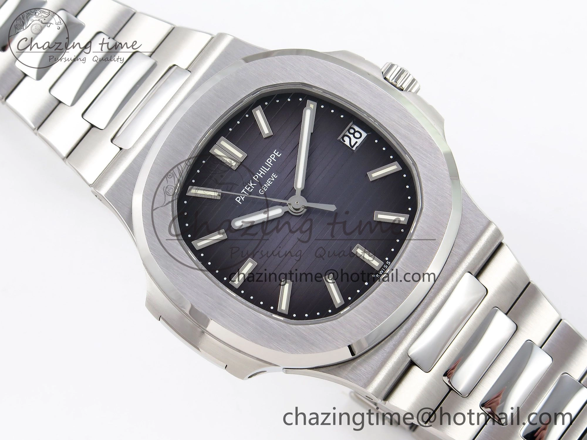Nautilus 5711 1A PPF 1:1 Best Edition Blue Gray Textured Dial on SS Bracelet Super Clone 26-330 V5