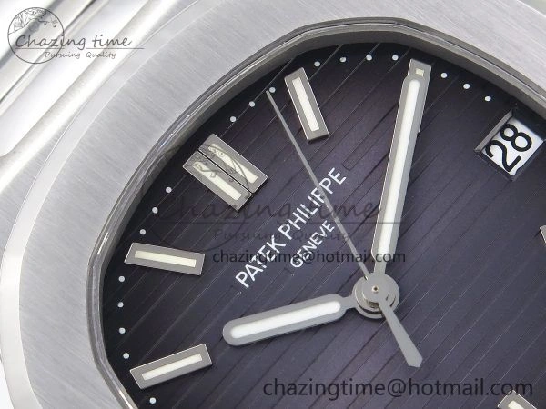 Nautilus 5711 1A PPF 1:1 Best Edition Blue Gray Textured Dial on SS Bracelet Super Clone 26-330 V5
