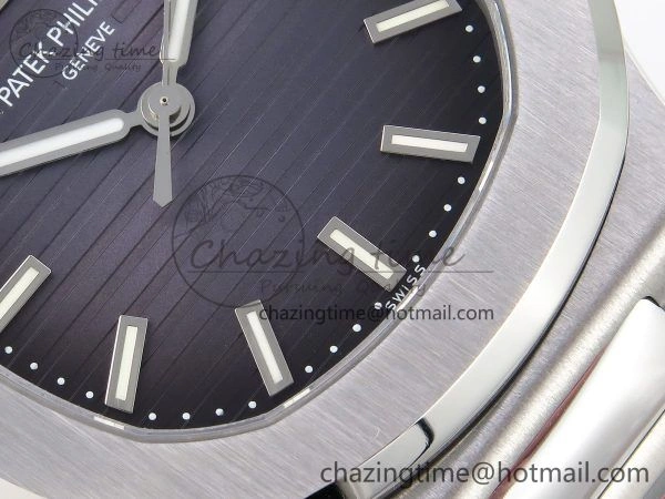 Nautilus 5711 1A PPF 1:1 Best Edition Blue Gray Textured Dial on SS Bracelet Super Clone 26-330 V5